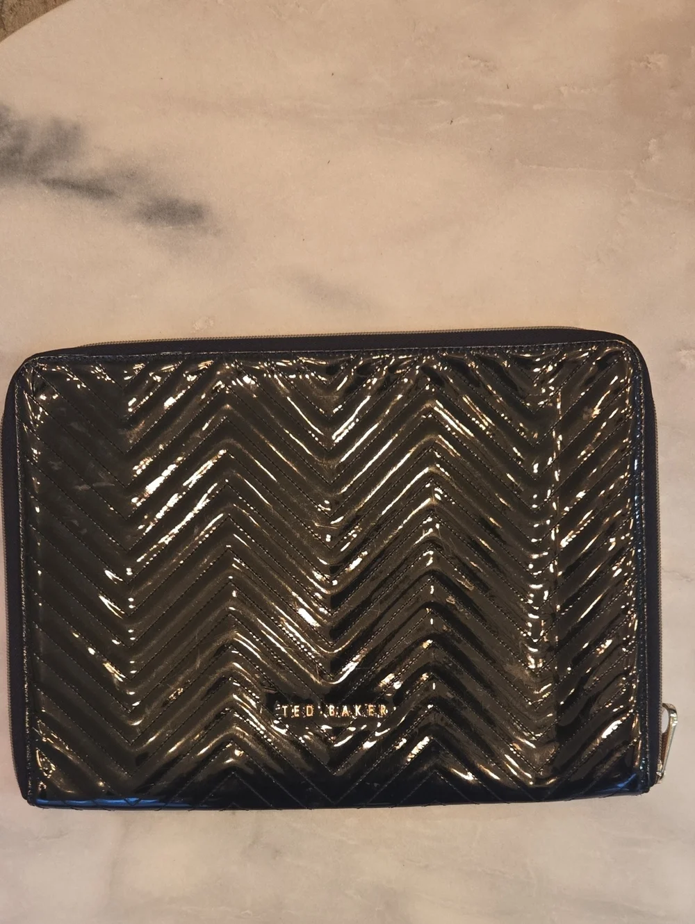 Ted Baker Black Quilted Patent Laptop Folio